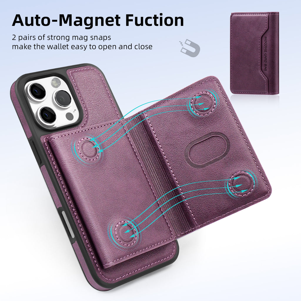 Funda de Cuero para iPhone 18 Pro con Porta tarjetas, Carga y Protección Antigolpes