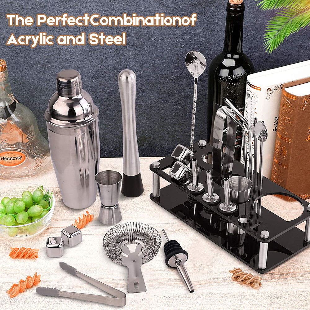 Set de Coctelera de Acrílico con Bolas de Hielo, 23 Piezas para Bar