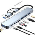 Adaptador USB-C Todo en Uno: 8 Funciones, Doble Conector