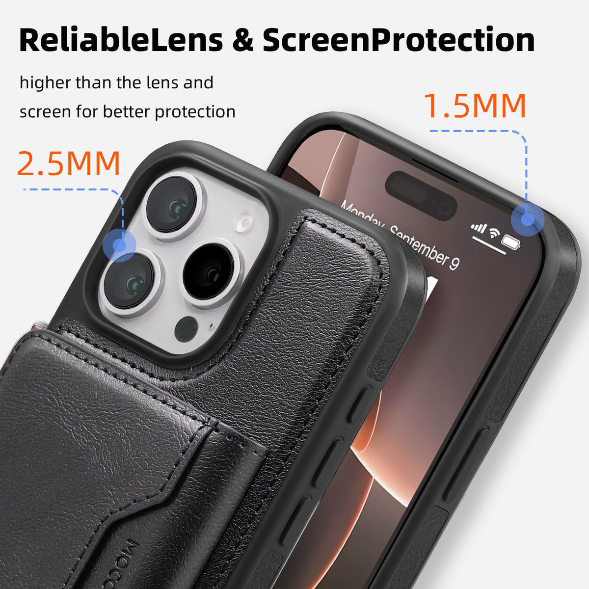 Funda de Cuero para iPhone 18 Pro con Porta tarjetas, Carga y Protección Antigolpes