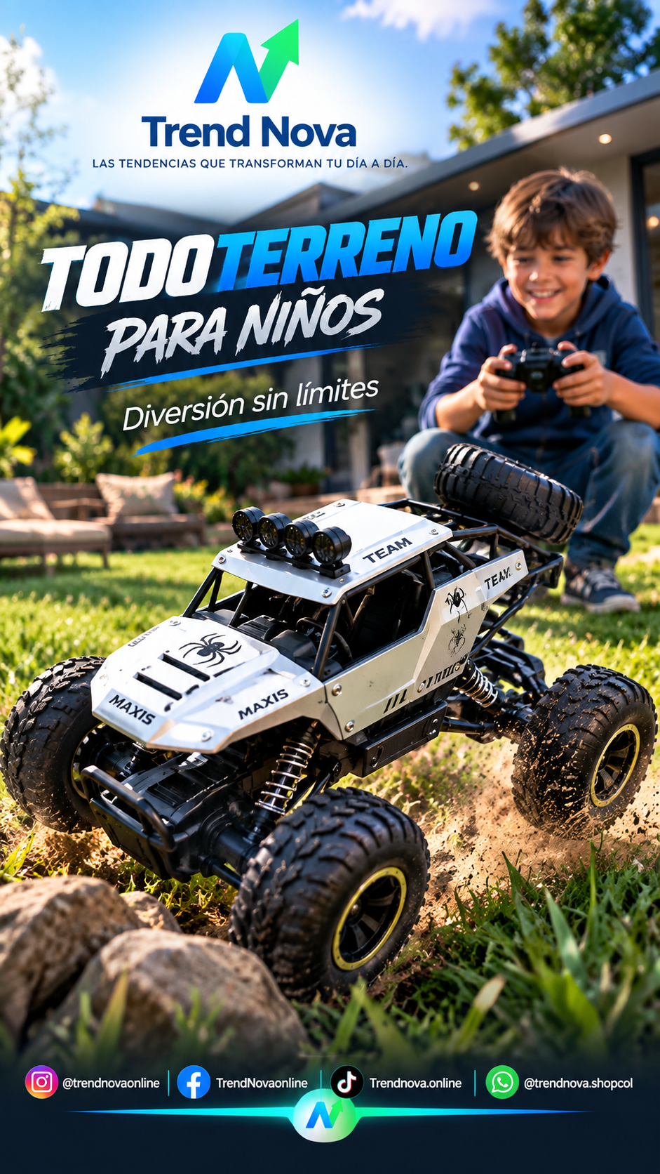 Auto RC 4WD 1:12 con Luces LED y Control Remoto 2.4G | Todo Terreno para Niños