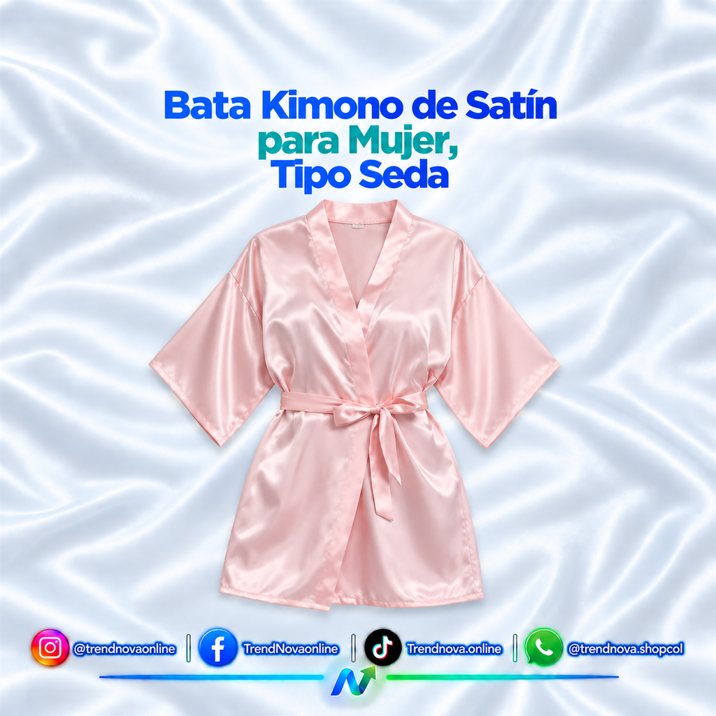 Bata Kimono de Satín para Mujer, Tipo Seda