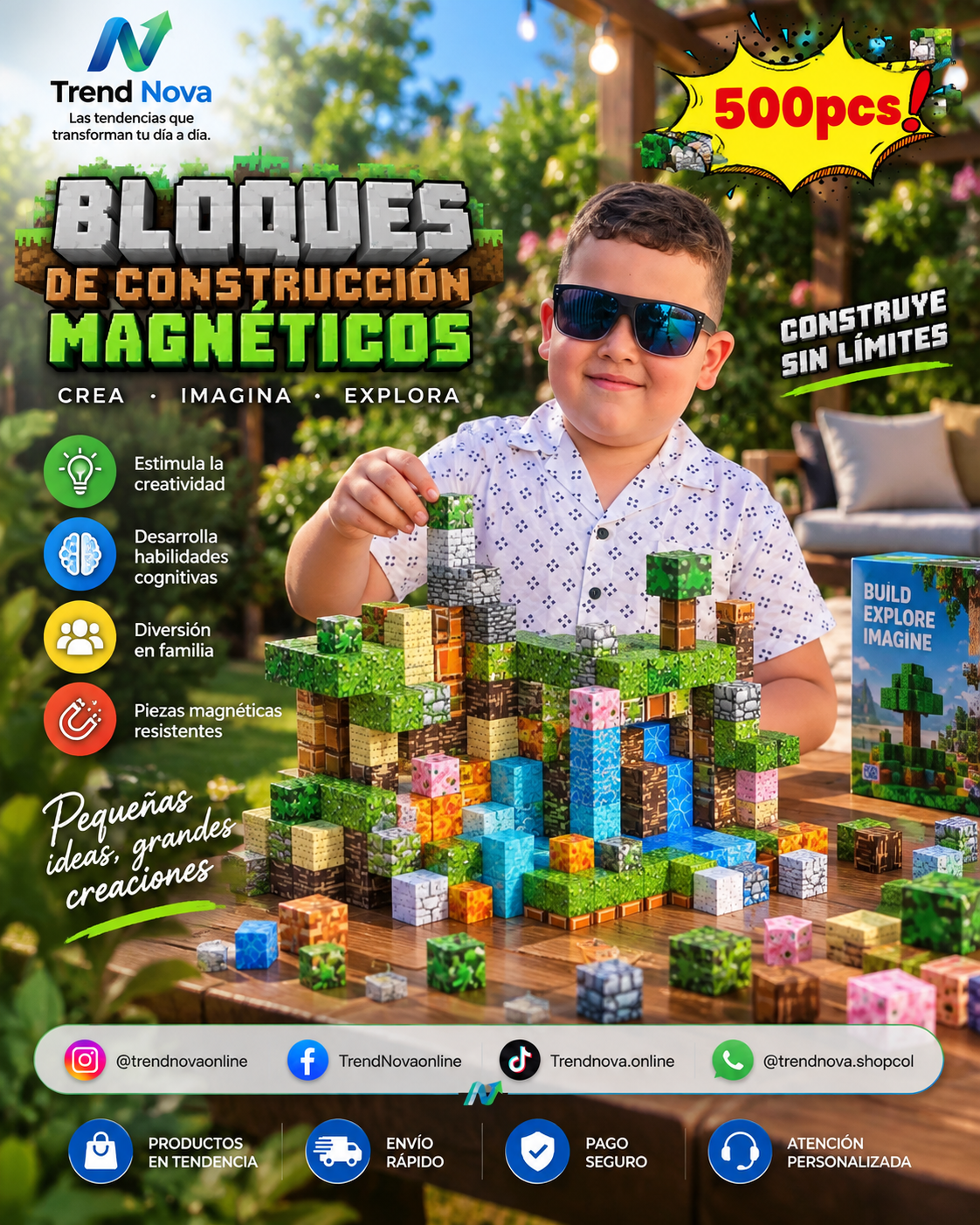 Bloques de Construcción Magnéticos STEM – Juguete Educativo DIY para Niños y Adultos