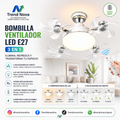 Bombilla Ventilador LED E27 3 en 1 — Control Remoto, Luz Tricolor Regulable, 3 o 4 Aspas