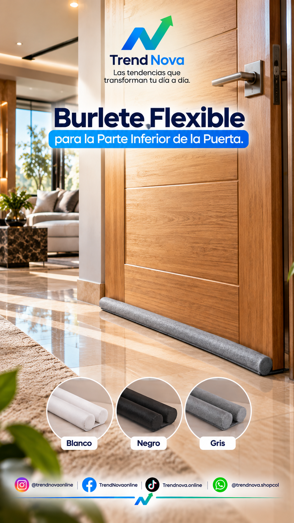 Burlete Flexible para la Parte Inferior de la Puerta, Sello contra Polvo y Viento
