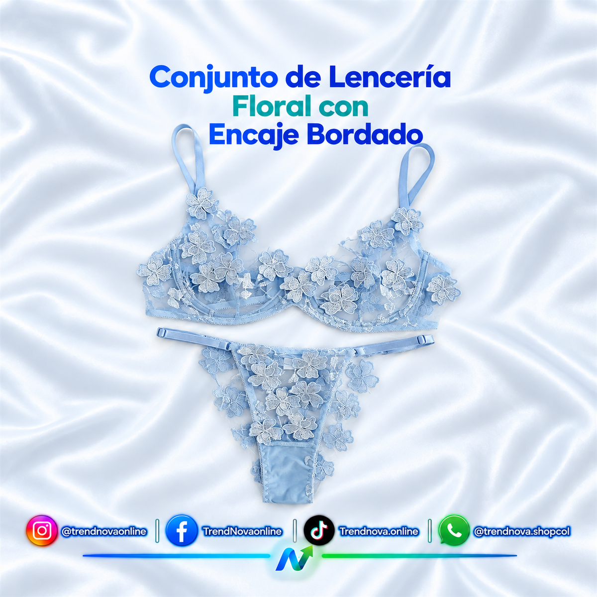 Conjunto de Lencería Floral con Encaje Bordado