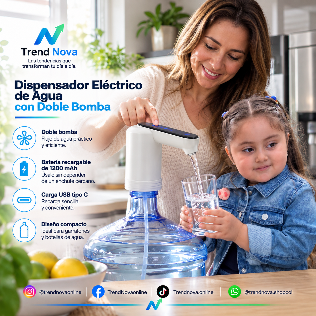 Dispensador Eléctrico de Agua con Doble Bomba
