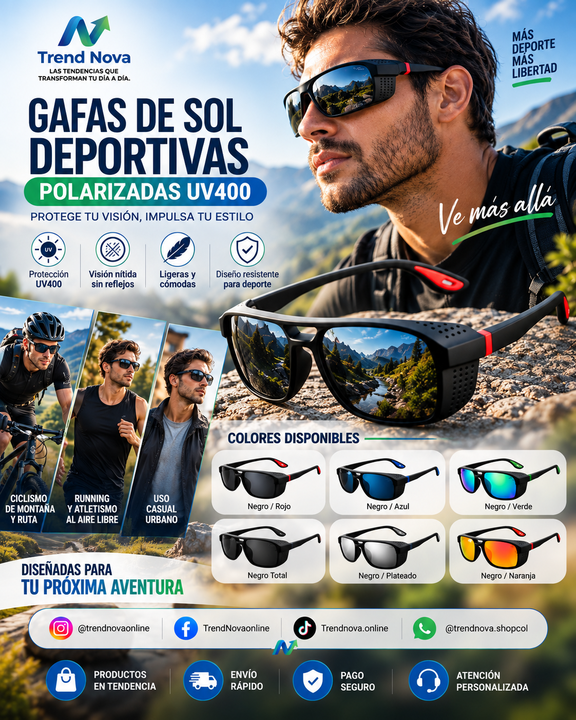 Gafas de Sol Deportivas Polarizadas UV400 – Ciclismo y Aire Libre
