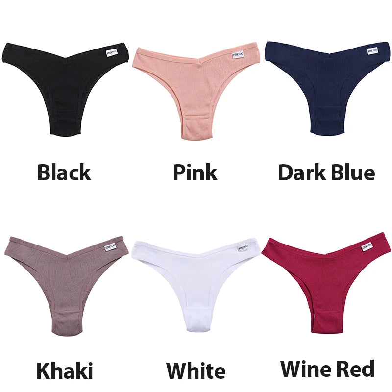 Set de 5 Panties de Algodón para Mujer, Tipo Bikini de Tiro Bajo