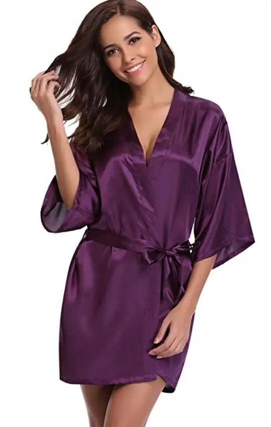 Bata Kimono de Satín para Mujer, Tipo Seda