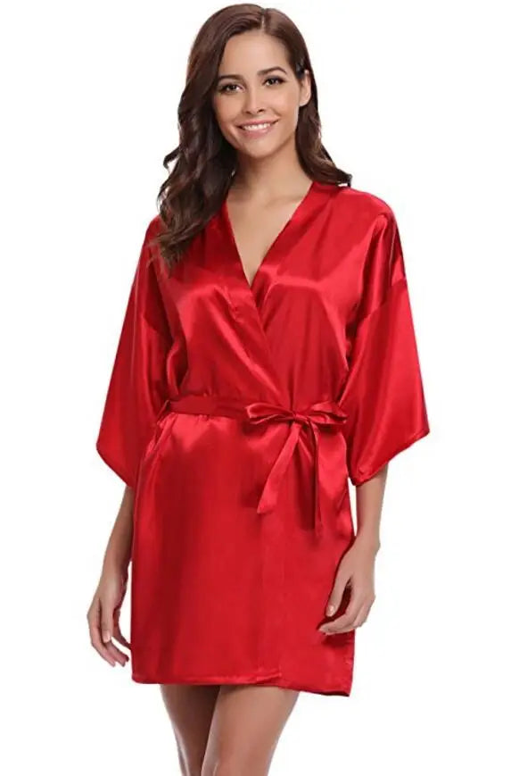 Bata Kimono de Satín para Mujer, Tipo Seda