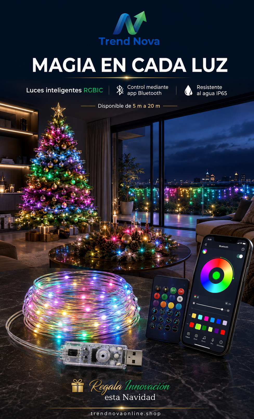Smart Fairy String Lights RGB RGBIC – Bluetooth App Control, IP65 Waterproof 5M-20M
