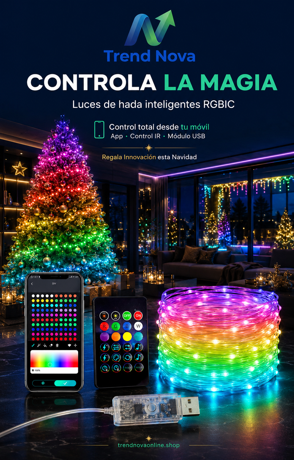 Smart Fairy String Lights RGBIC – Bluetooth App & Remote, IP67 Waterproof 1M-50M