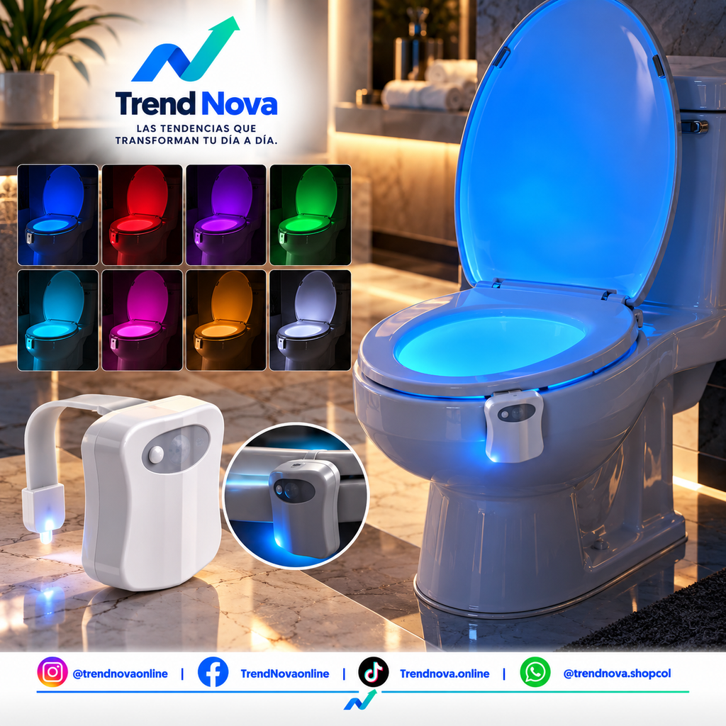 Luz LED nocturna para inodoro con sensor de movimiento y 8 o 16 colores