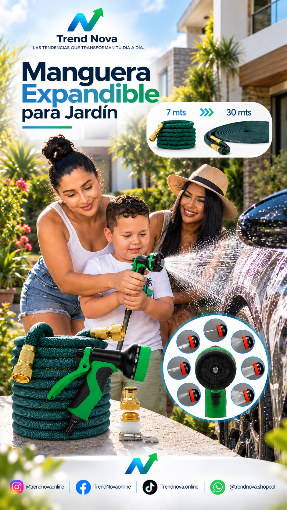 Manguera Expandible para Jardín de 25 a 100 Pies (7,62 a 30,48 m)