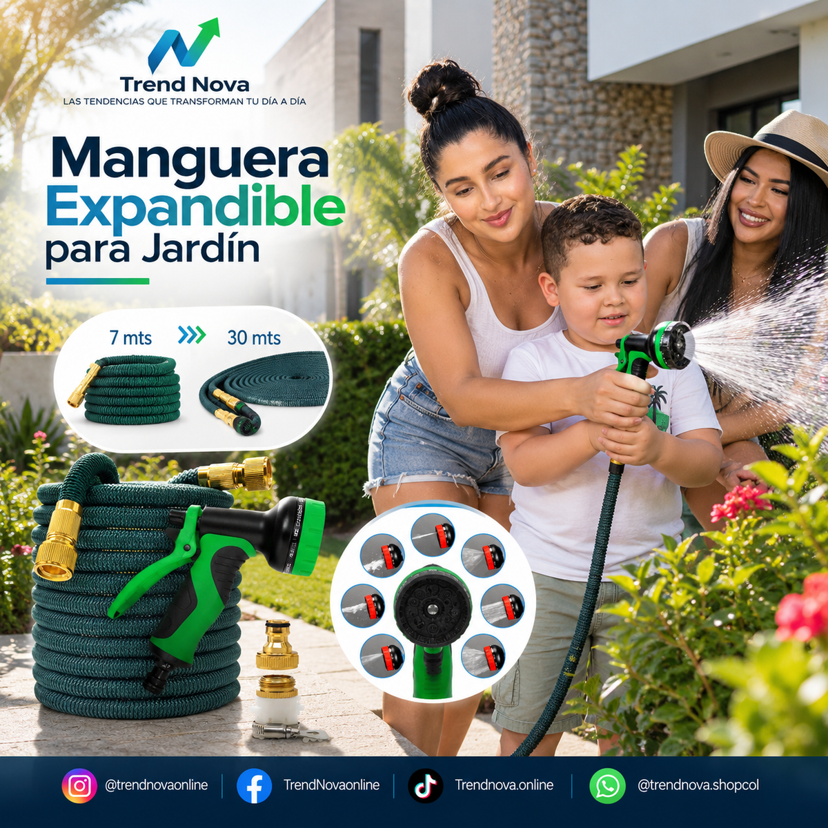 Manguera Expandible para Jardín de 25 a 100 Pies (7,62 a 30,48 m)