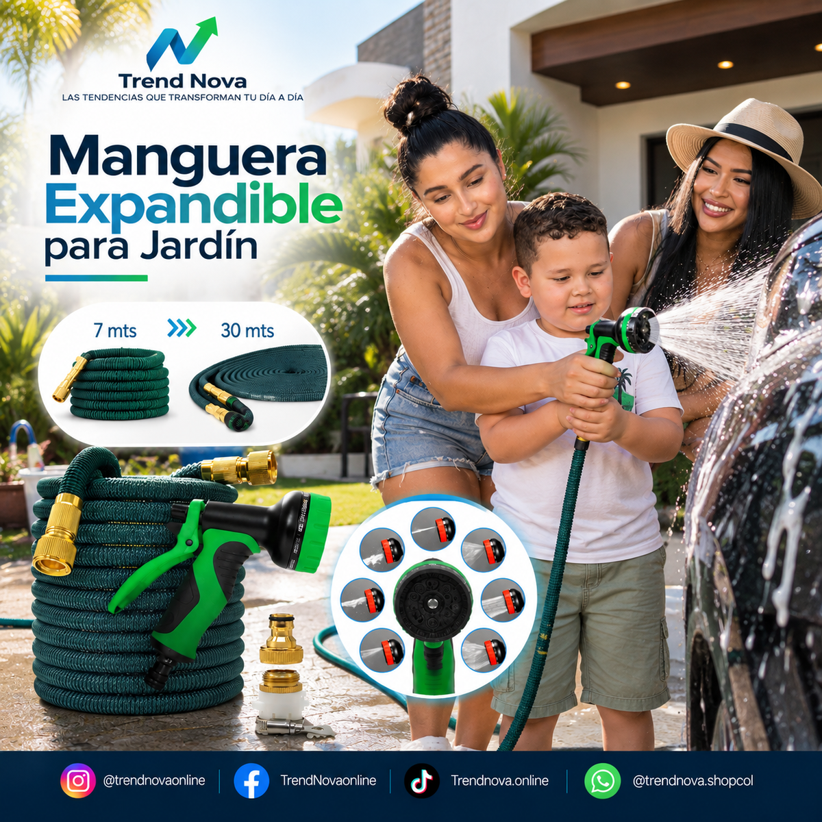 Manguera Expandible para Jardín de 25 a 100 Pies (7,62 a 30,48 m)