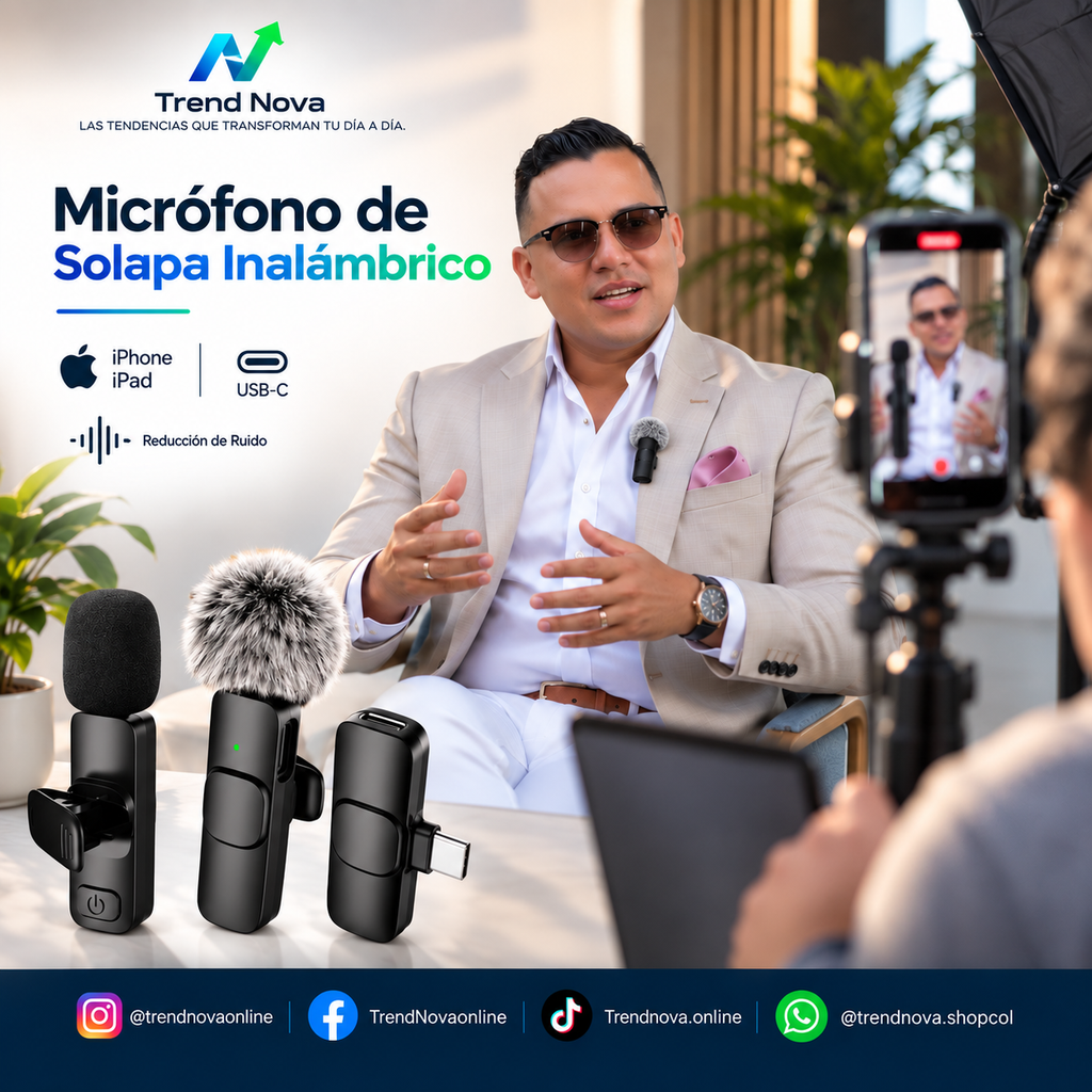 Micrófono de Solapa Inalámbrico K1HA | Para iPhone, iPad y USB-C | Reducción de Ruido