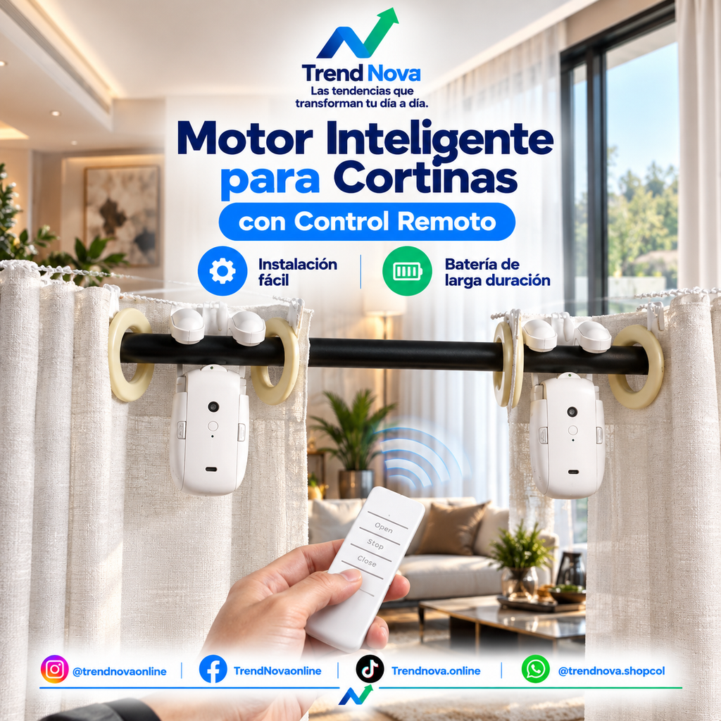 Motor Inteligente para Cortinas con Control Remoto – Abridor Automático Recargable