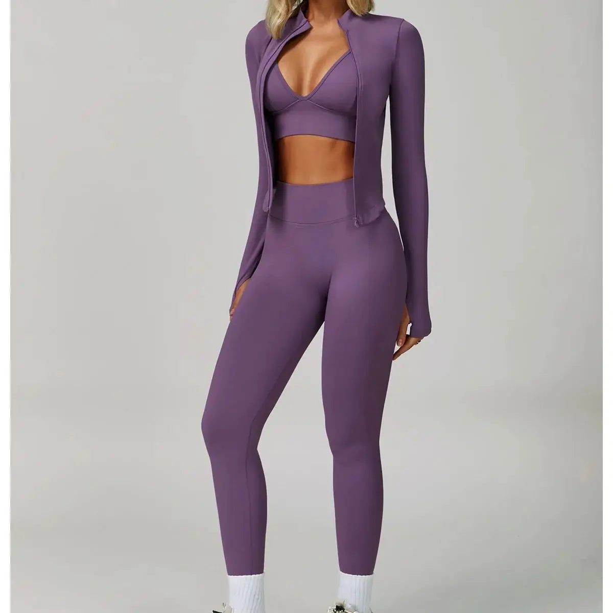 Conjunto deportivo sin costuras para mujer de 2 o 3 piezas