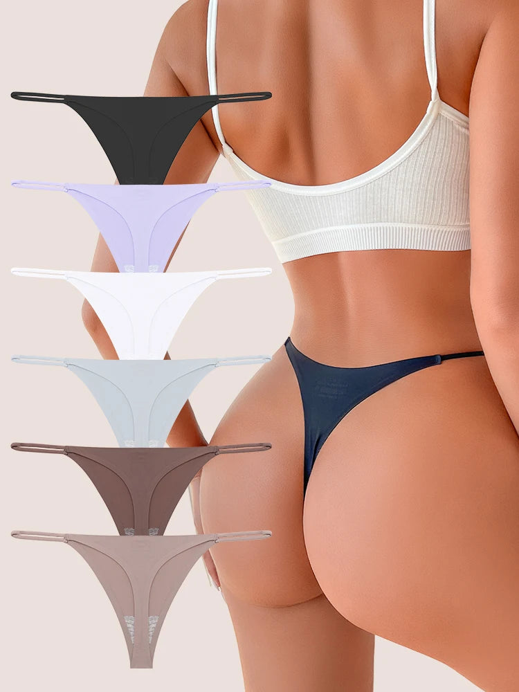Pack de 6 Tangas sin Costuras de Tiro Bajo Invisibles