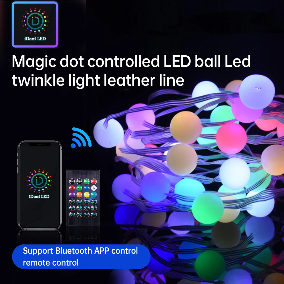 Smart Globe String Lights RGB – App & Remote Control, IP65 Waterproof