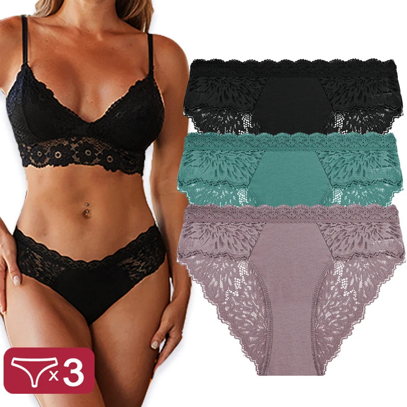 Pack de 3 Pantys de Encaje con Espalda Calada