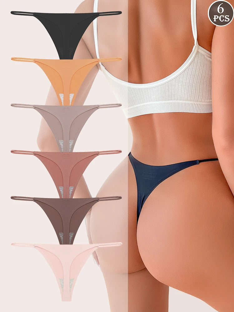 Pack de 6 Tangas sin Costuras de Tiro Bajo Invisibles