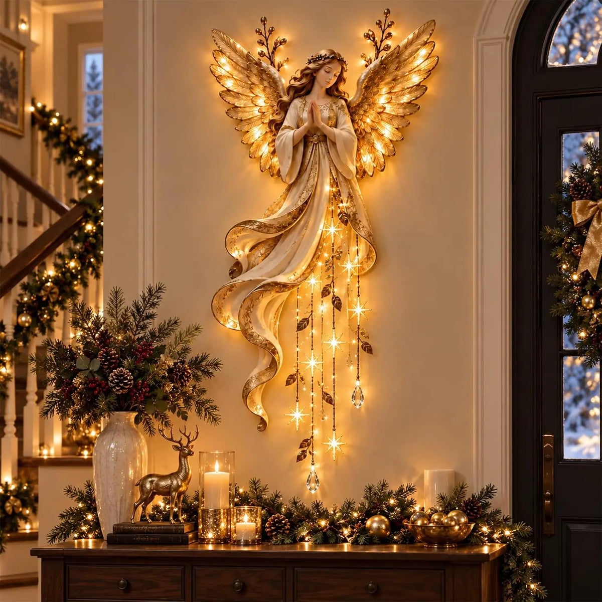 Estrella de Belén de la Fe: nacimiento iluminado para pared