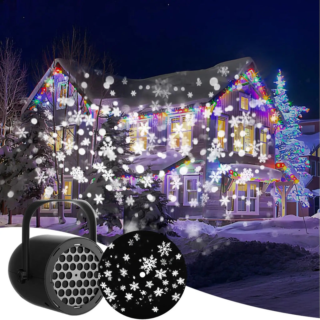 Proyector LED Copo de Nieve USB – IP65 Waterproof, Efecto Nieve Realista, 360° Ajustable
