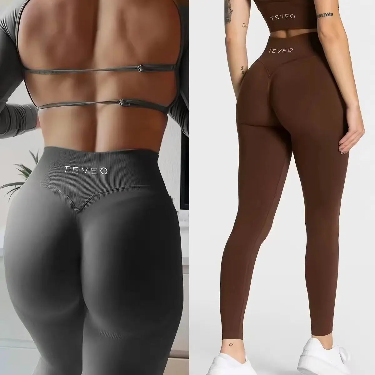 Leggings deportivos para mujer con cintura baja y efecto fruncido