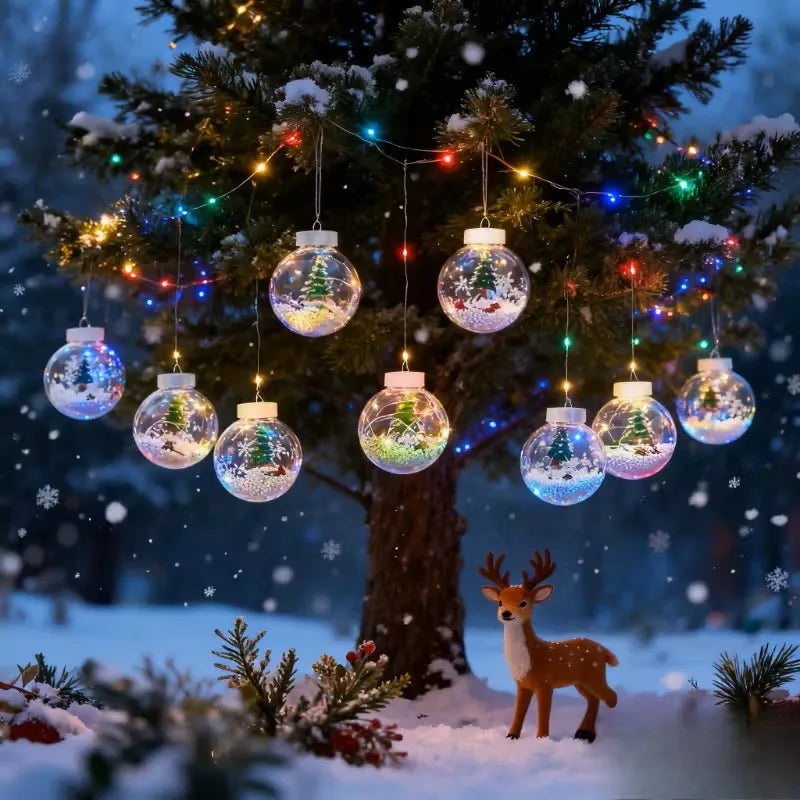 Cortina LED Navideña USB – Patrones Santa, Muñeco de Nieve y Árbol, 8 Modos, 100 LEDs