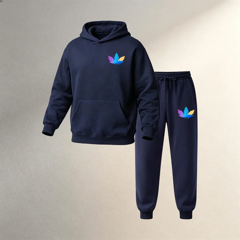 Conjunto casual deportivo para hombre de 2 piezas afelpadas
