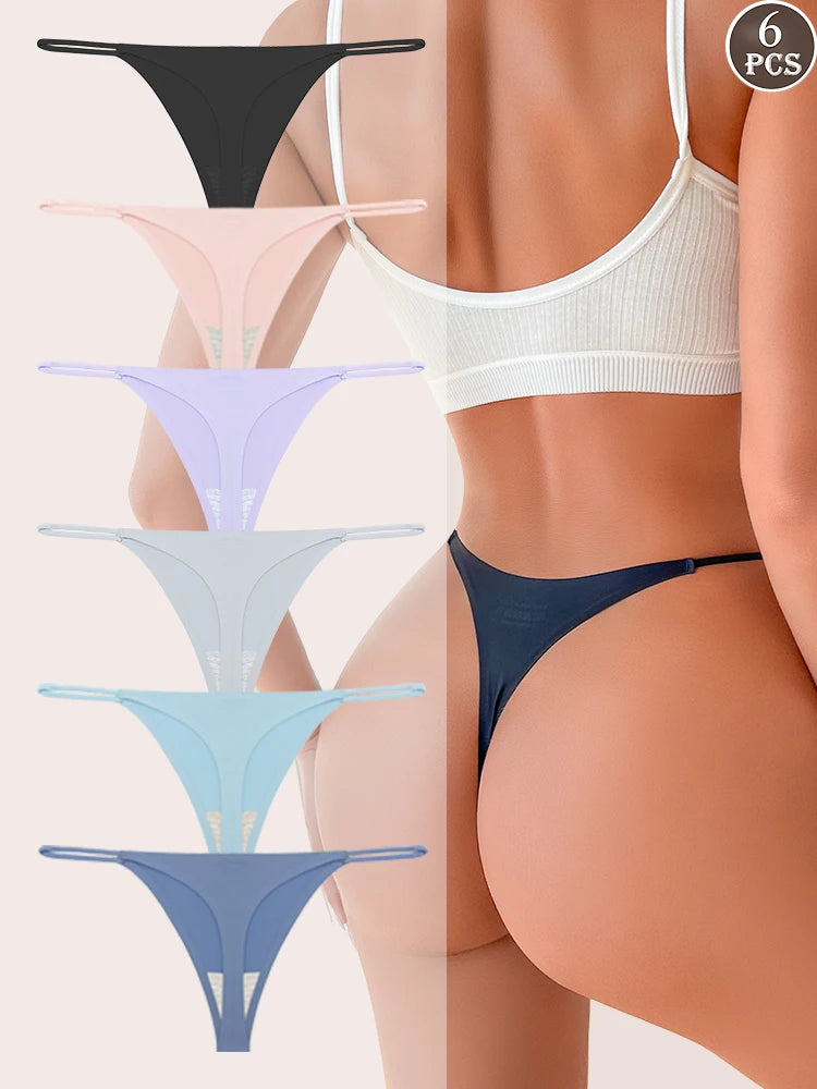 Pack de 6 Tangas sin Costuras de Tiro Bajo Invisibles