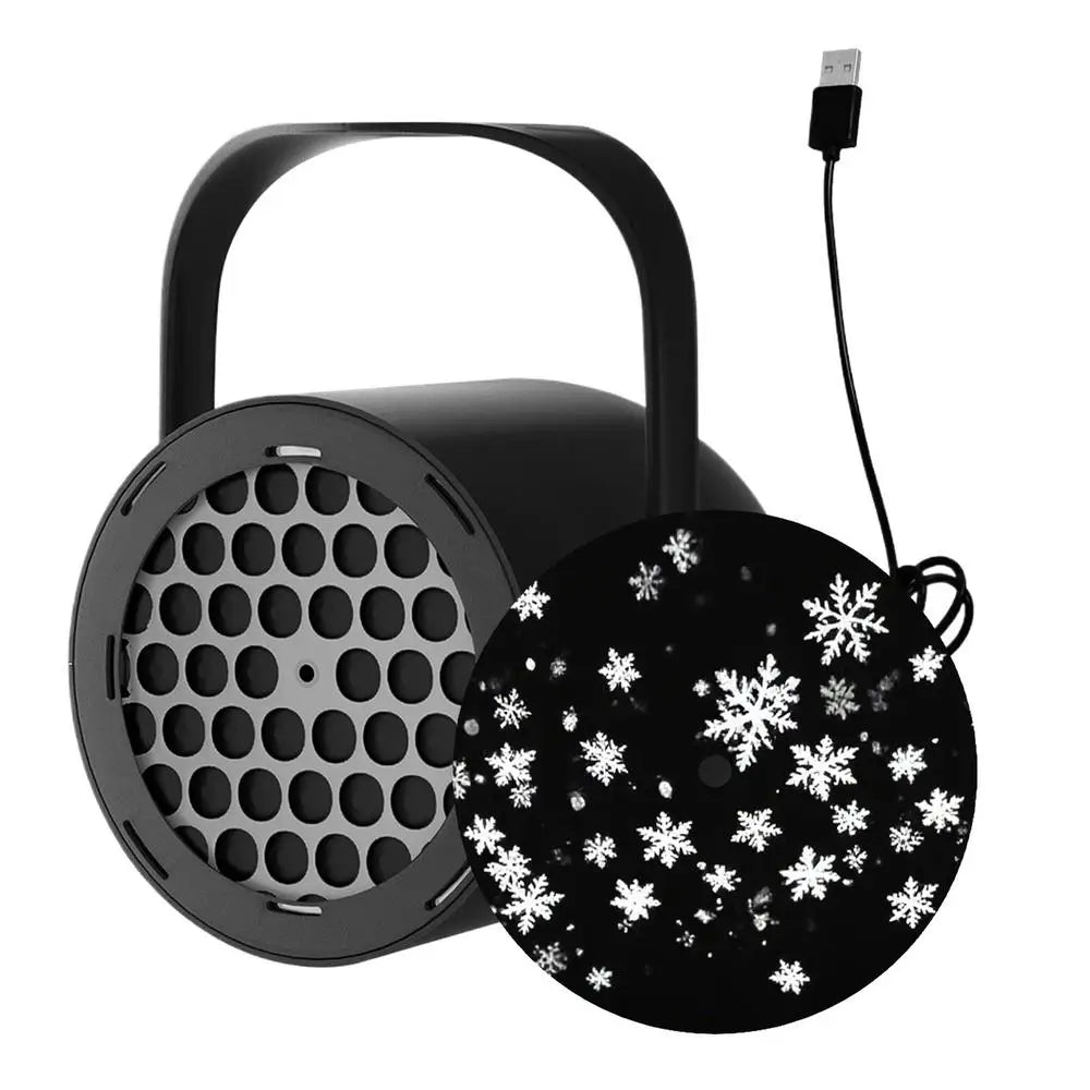Proyector LED Copo de Nieve USB – IP65 Waterproof, Efecto Nieve Realista, 360° Ajustable