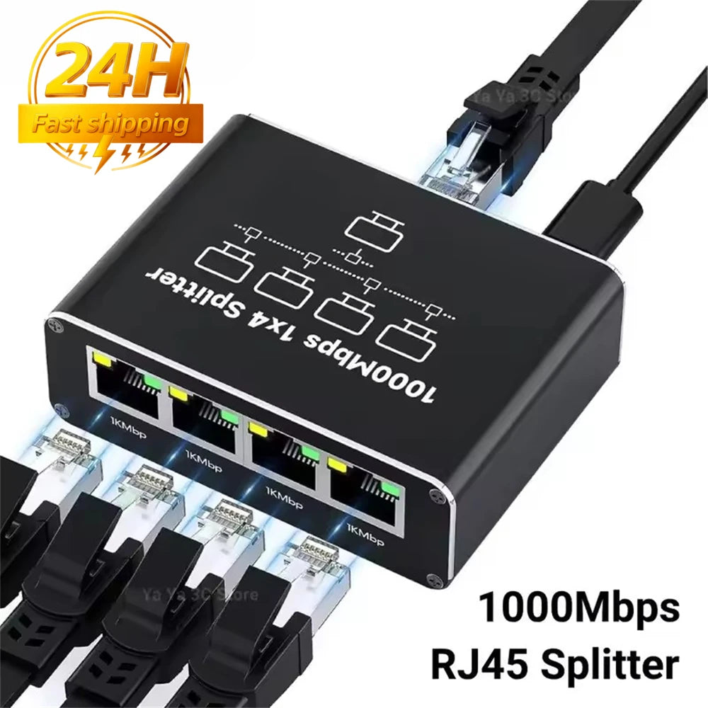 Distribuidor Ethernet RJ45 Gigabit de 2 o 4 Salidas