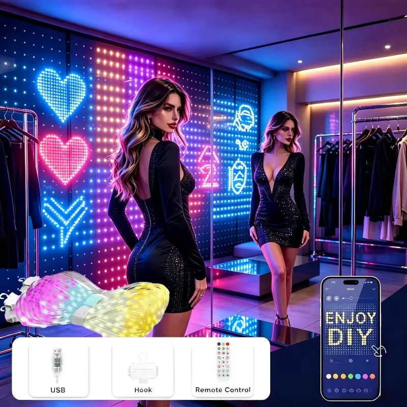 Cortina LED inteligente de 400 luces RGB con aplicación y control remoto