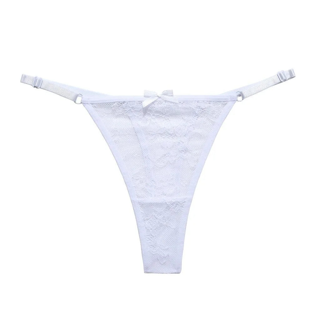 Tanga de encaje y malla para mujer de cintura baja