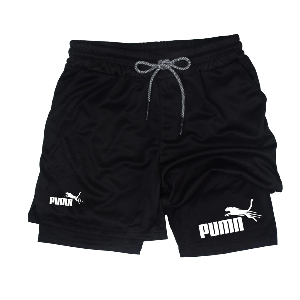 Shorts deportivos para hombre 2 en 1 de doble capa con bolsillos