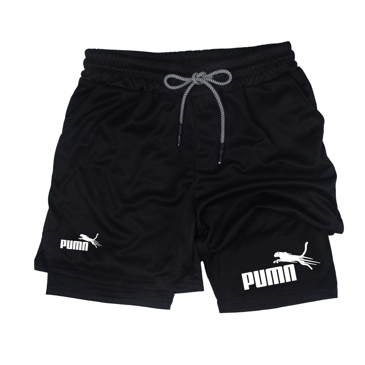 Shorts deportivos para hombre 2 en 1 de doble capa con bolsillos