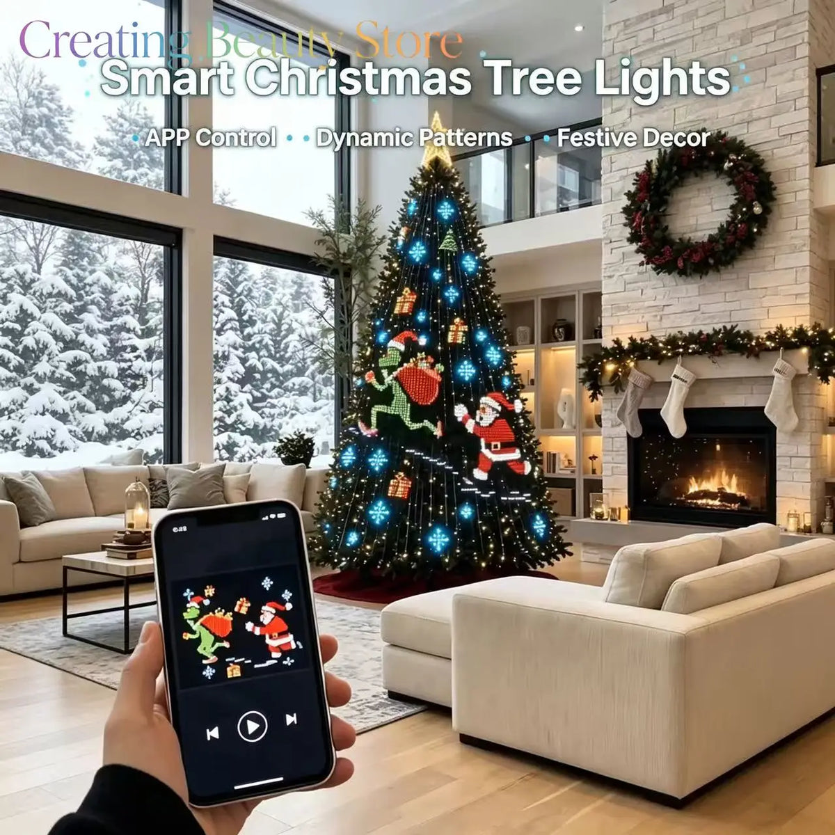 Luces LED inteligentes para árbol de Navidad de 256 o 400 luces