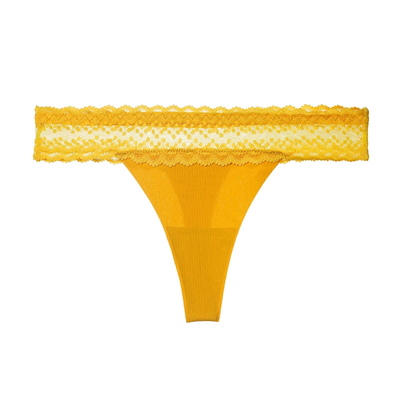 Tanga de cintura baja para mujer con detalles de encaje