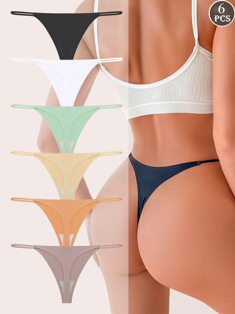 Pack de 6 Tangas sin Costuras de Tiro Bajo Invisibles