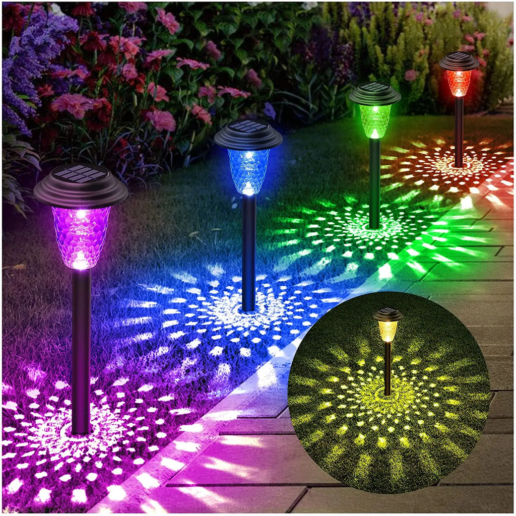 Lámpara solar LED para jardín y senderos | Luz cálida o RGB