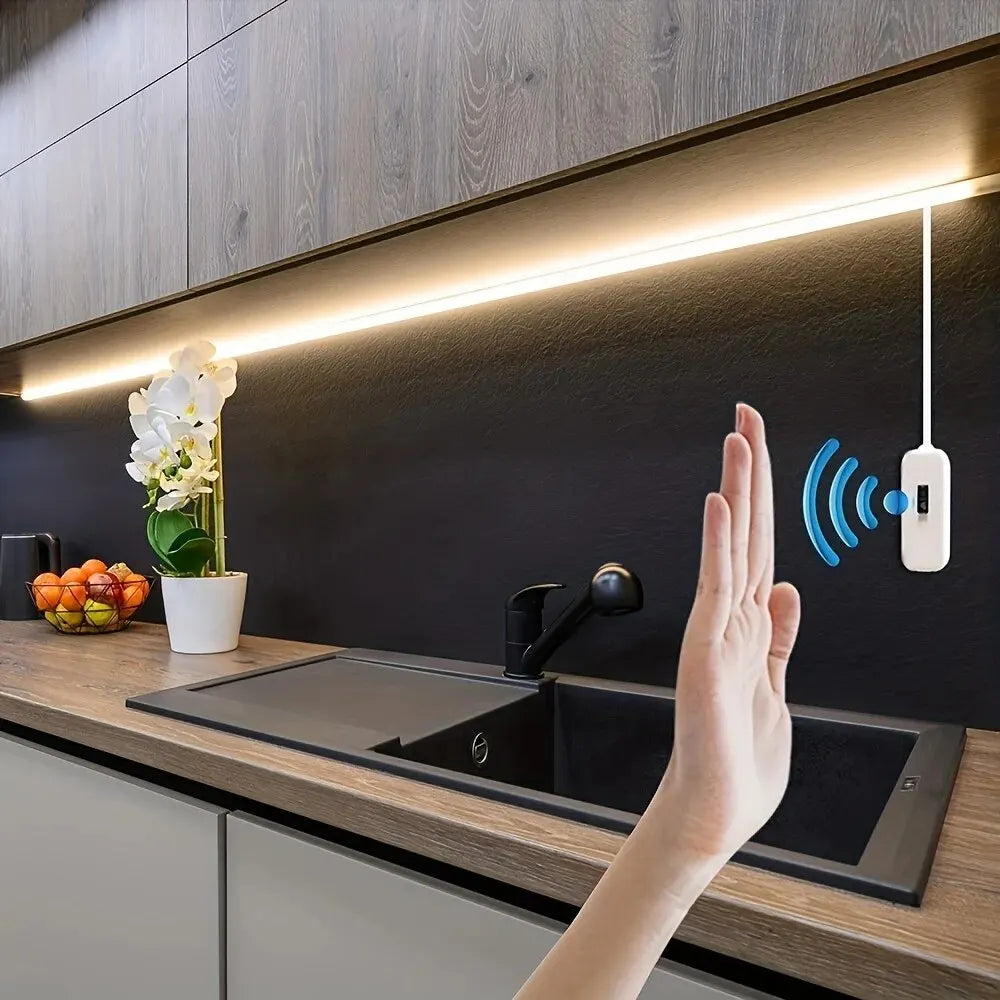 Tira LED USB de 1 metro con sensor de mano para cocina y armarios