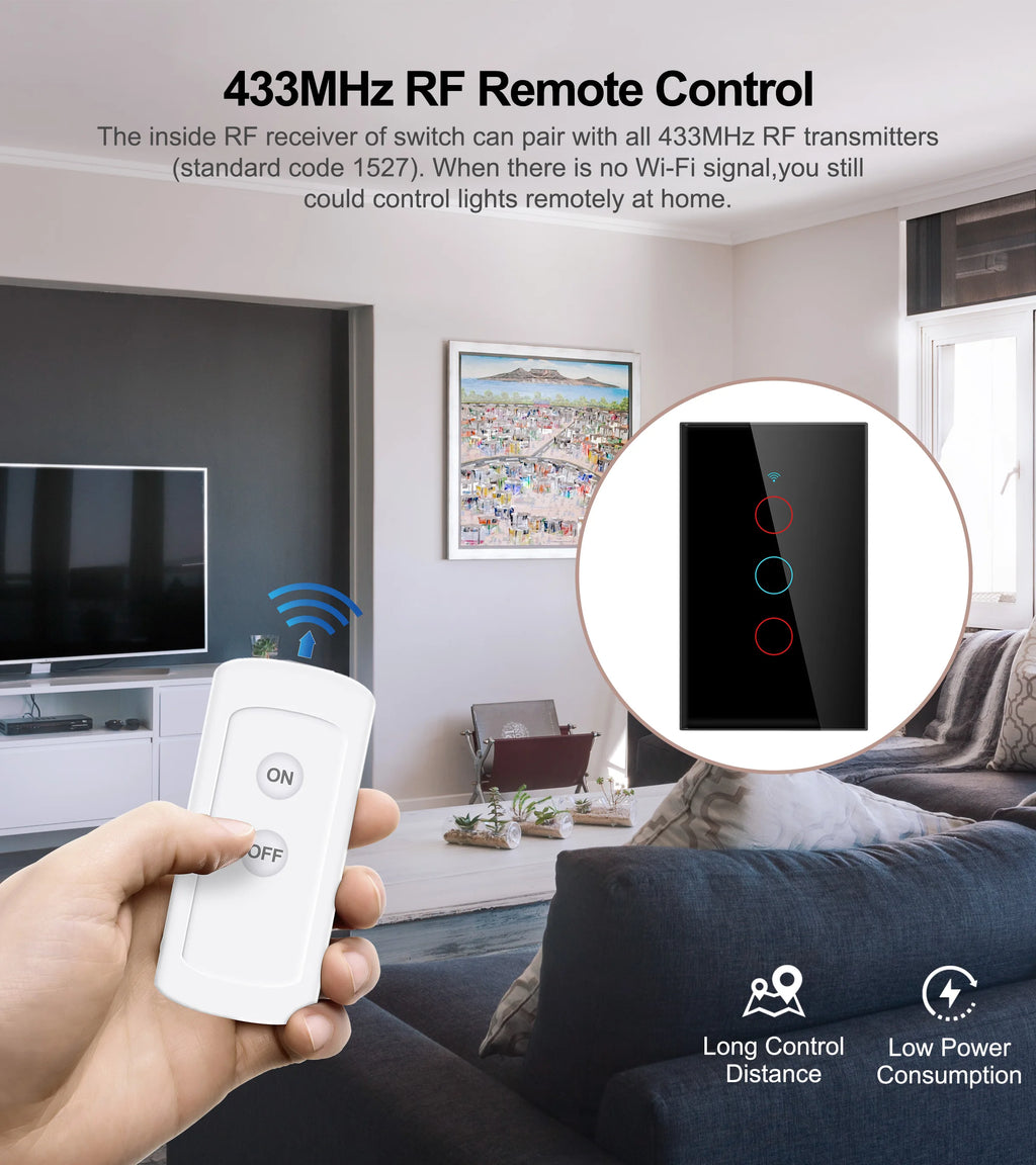 Interruptor inteligente táctil Wi-Fi Tuya para luces