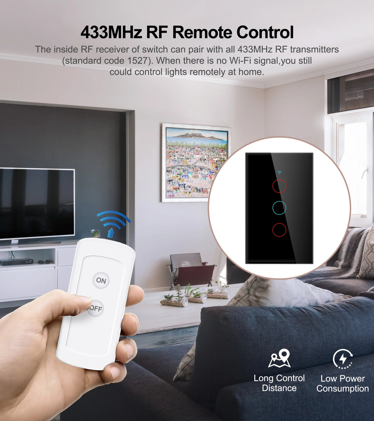 Interruptor inteligente táctil Wi-Fi Tuya para luces