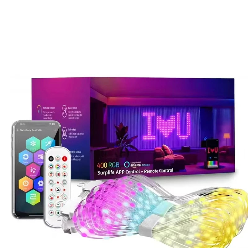 Cortina LED inteligente de 400 luces RGB con aplicación y control remoto