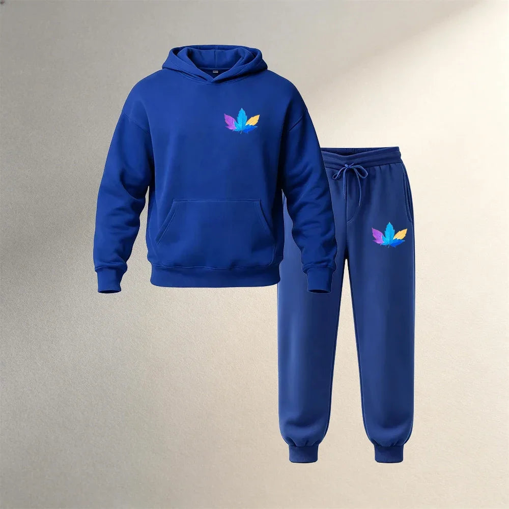 Conjunto casual deportivo para hombre de 2 piezas afelpadas