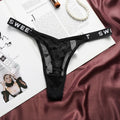 Pack de 3 Tangas de Encaje Tiro Bajo con Estampado de Letras